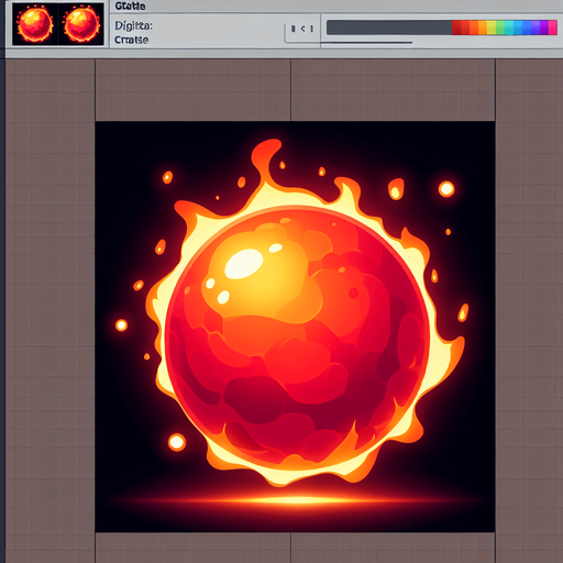 red fire ball.
Single Game Texture.  In-Game asset.  2d.  Blank background.  High contrast.  No shadows