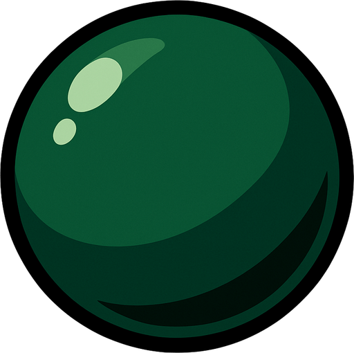 Koyu yeşil bilye.
In-Game asset.  2d.  High contrast.  No shadows