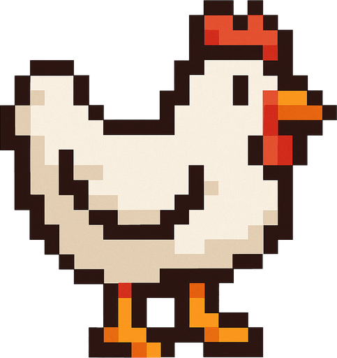Tavuk pixel.
In-Game asset.  2d.  High contrast.  No shadows