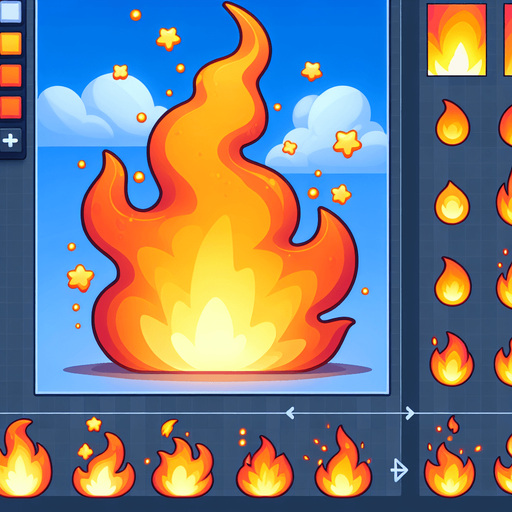 fire cute cartoon 2d.
Single Game Texture.  In-Game asset.  2d.  Blank background.  High contrast.  No shadows