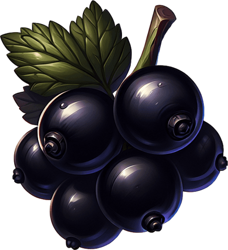 black currant.
Single Game Texture. In-Game asset. 2d. Blank background. High contrast. No shadows.
