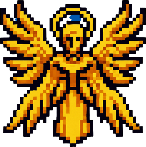 pixel art seraphim.
In-Game asset.  2d.  High contrast.  No shadows