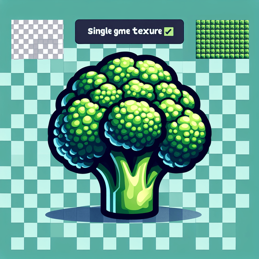 Broccoli
Single Game Texture. In-Game asset. 2d. Blank background. High contrast. No shadows.