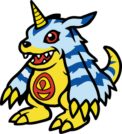 Gabumon.
In-Game asset.  2d.  High contrast.  No shadows
