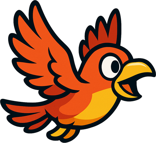 ave volando version caricatura.
In-Game asset.  2d.  High contrast.  No shadows