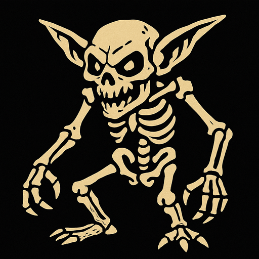 kemikli iskelet goblin.
In-Game asset.  2d.  High contrast.  No shadows