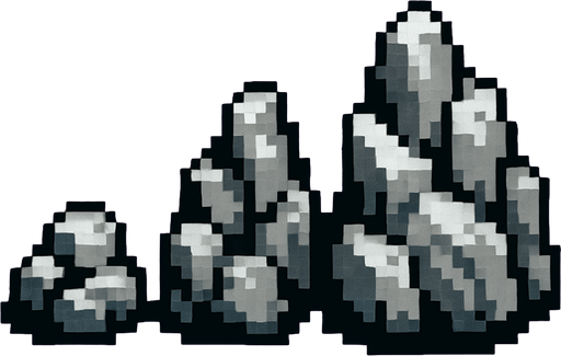 pixel kayalar.
In-Game asset.  2d.  High contrast.  No shadows