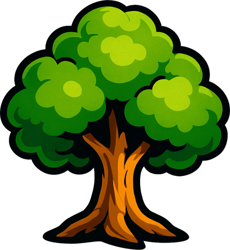 ağaç.
In-Game asset.  2d.  High contrast.  No shadows