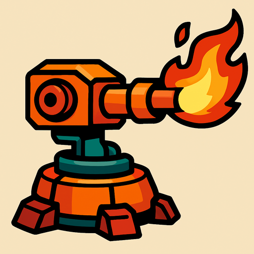 Flame thrower turret.
In-Game asset.  2d.  High contrast.  No shadows