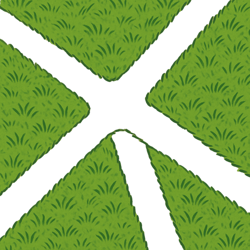 A background with grass details, shot from above, and 4  dirt roads towards the middle, merging from right to left, bottom to top in the middle.
In-Game asset.  2d.  High contrast.  No shadows