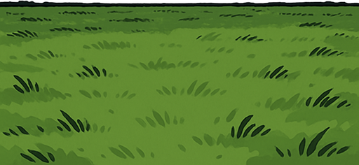 An open space of grass with dark rainy clouds up above
Easily looper.
In-Game asset.  2d.  High contrast.  No shadows
