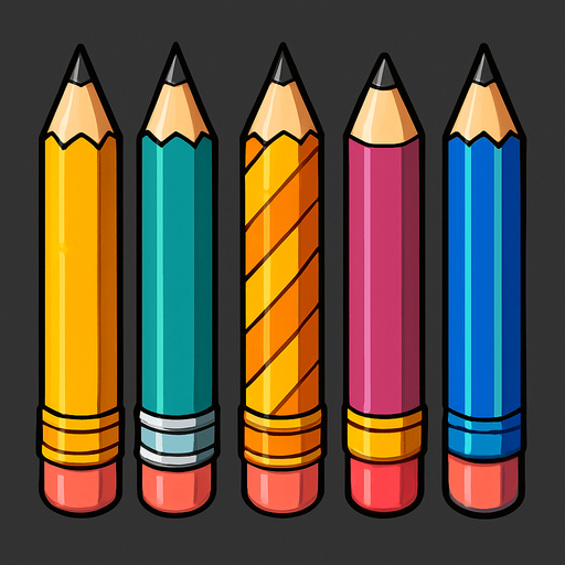 Pack of different pencils.
In-Game asset.  High contrast.  No shadows. 3D