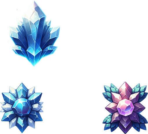 crystal.
Single Game Texture. In-Game asset. 2d. Blank background. High contrast. No shadows.