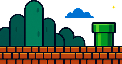 Mario background night.
In-Game asset.  2d.  High contrast.  No shadows