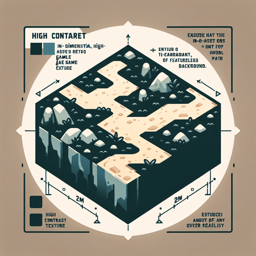 A path.
Single Game Texture.  In-Game asset.  2d.  Blank background.  High contrast.  No shadows