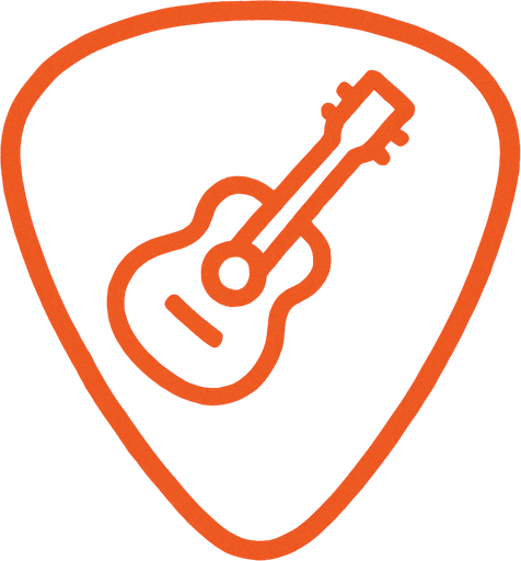 Gitar aksesuarı turuncu pastel renk.
In-Game asset.  2d.  High contrast.  No shadows