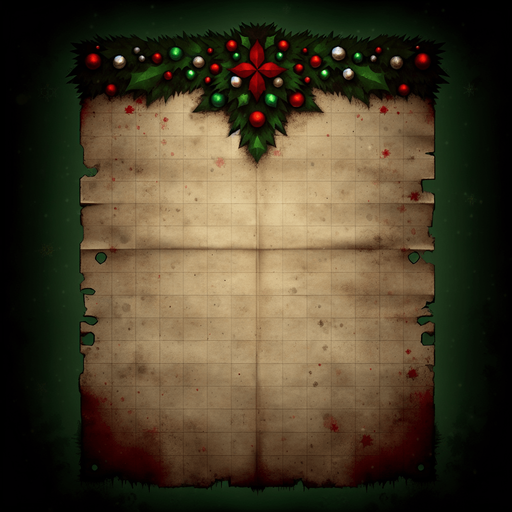 a simple eerie christmas blank dirty ripped paper. Use christmas colors. Do not put text, just the dirty ripped paper so i can fill it myself with text.
Single Game Texture. In-Game asset. 2d. Blank background. High contrast. No shadows. No text.