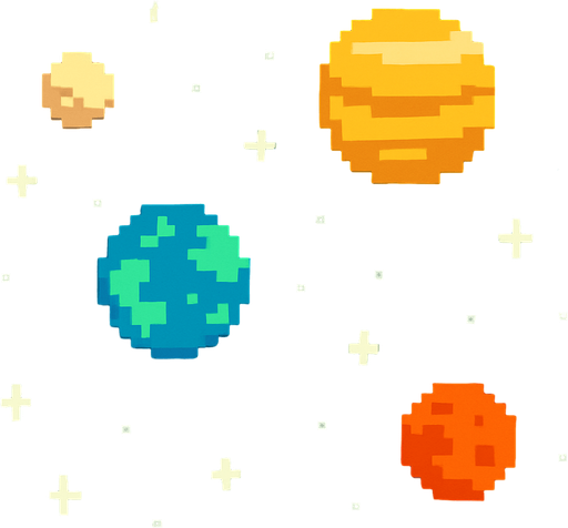 2d pixel art space.
In-Game asset.  2d.  High contrast.  No shadows