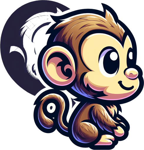 Create a cute monkey seen from the side.
Single Game Texture. In-Game asset. 2d. Blank background. High contrast. No shadows.