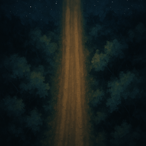 Dirt road at night, topview