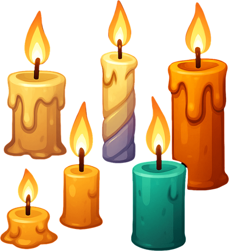 Pack of different candles.
In-Game asset.  High contrast.  No shadows. 3D