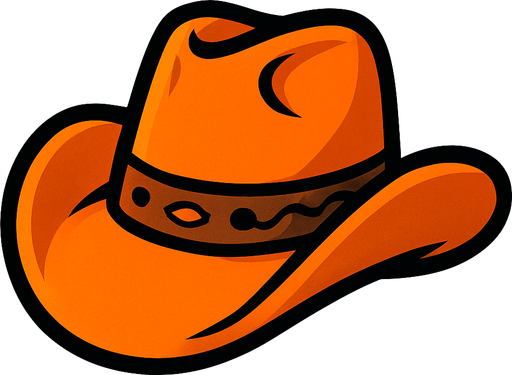 sombrero de vaquero de color naranja.
In-Game asset.  2d.  High contrast.  No shadows