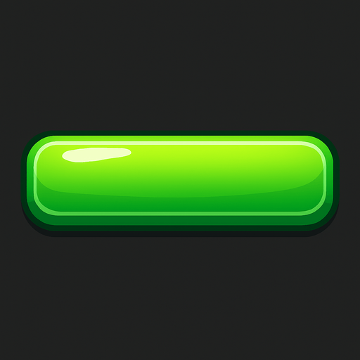 Long, shiny green button.
In-Game asset.  2d.  High contrast.  No shadows