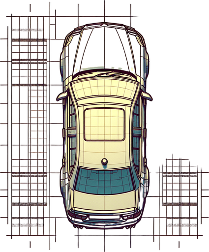 A  single car  looking upwards..
Single Game Texture. In-Game asset. 2d. Blank background. High contrast. No shadows.