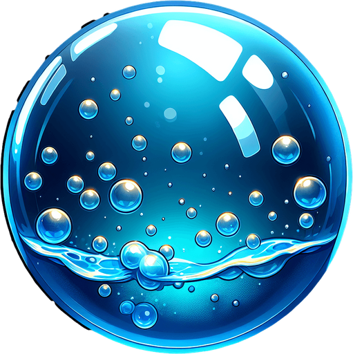 A realistic buble of water.
Single Game Texture. In-Game asset. 2d. Blank background. High contrast. No shadows.