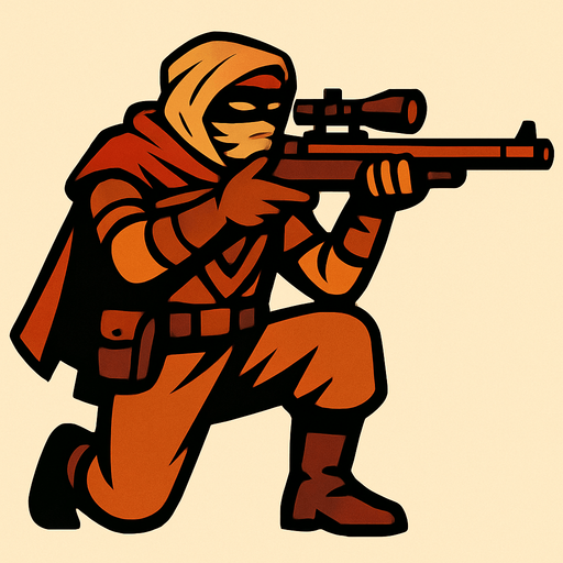 Çöl haydut sniper.
In-Game asset.  2d.  High contrast.  No shadows