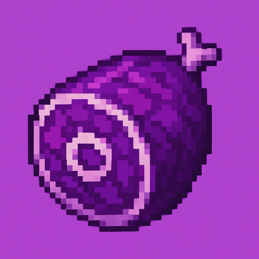2d pixel art high quality purple monster meat.
In-Game asset.  2d.  High contrast.  No shadows