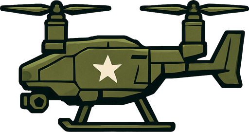 Military quadcopter side view
In-Game asset.  2d.  High contrast.  No shadows