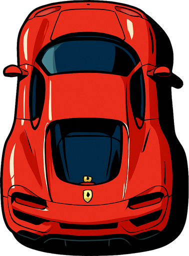 Kuş bakışı Ferrari araba.
In-Game asset.  2d.  High contrast.  No shadows