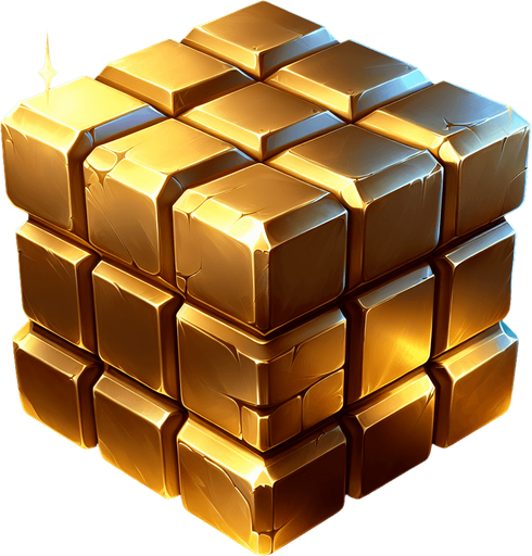 a shiny gold brick..
Single Game Texture. In-Game asset. 2d. Blank background. High contrast. No shadows.