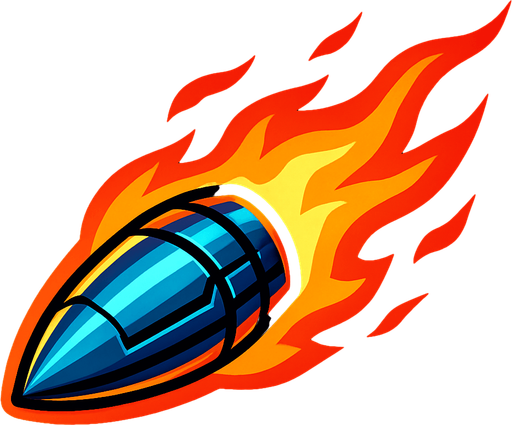 Bala de fuego futurista.
In-Game asset.  2d.  High contrast.  No shadows
