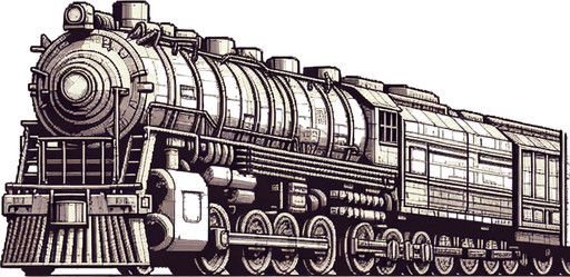 Train covering  5 blocks and 5 times bigger than tha character.
Single Game Texture. In-Game asset. 2d. Blank background. High contrast. No shadows.
