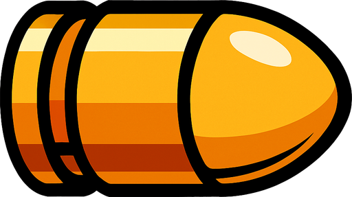 una bala estilo cartoon.
In-Game asset.  2d.  High contrast.  No shadows