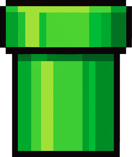green pipe. pixel art..
In-Game asset.  2d.  High contrast.  No shadows