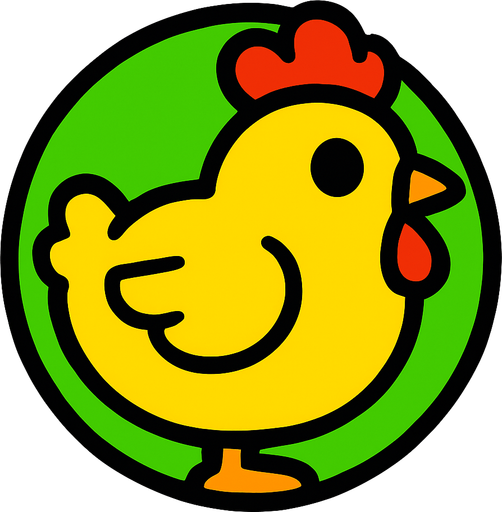 ball chicken and green.
In-Game asset.  2d.  High contrast.  No shadows