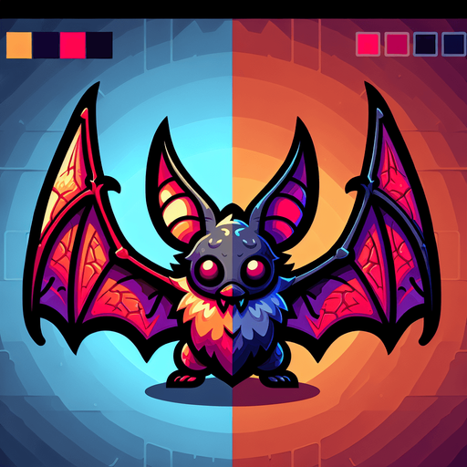 A cartoon style bat.
Single Game Texture. In-Game asset. 2d. Blank background. High contrast. No shadows.