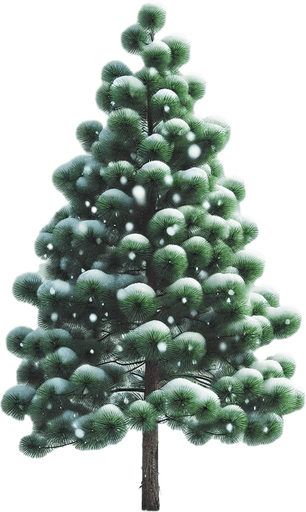 Single Photorealistic snowy Pinewood