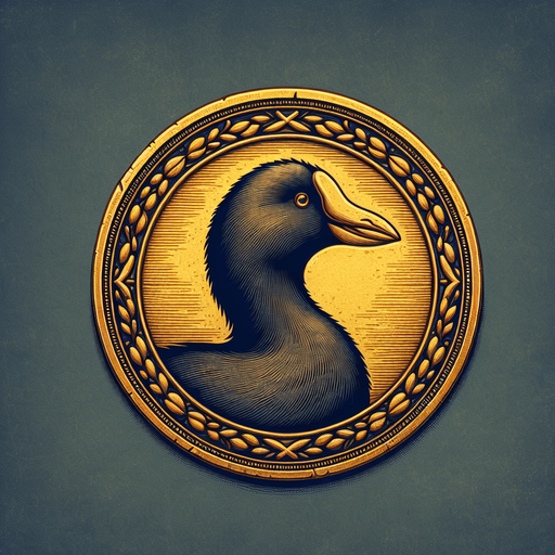 A single golden coin with the head of an American 
Coot on it..
Single Game Texture. In-Game asset. 2d. Blank background. High contrast. No shadows.