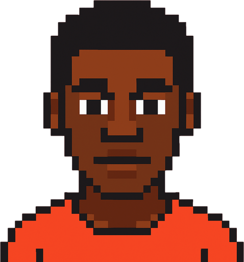 black person pixel art.
In-Game asset.  High contrast.  No shadows