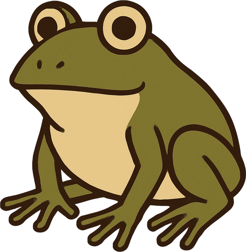 Frog in professor Layton game style.
In-Game asset.  2d.  High contrast.  No shadows