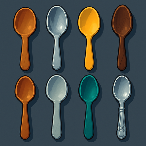 Pack of different spoons.
In-Game asset.  High contrast.  No shadows. 3D