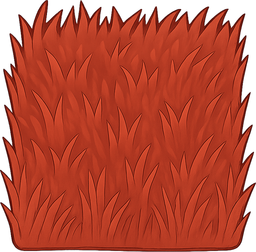 red grass. No background. Transparent background. Blank background. No shadows. 2d. In-Game asset. flat