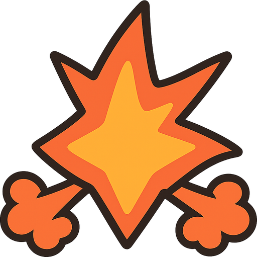 Explosión. No background. Transparent background. Blank background. No shadows. 2d. In-Game asset. flat