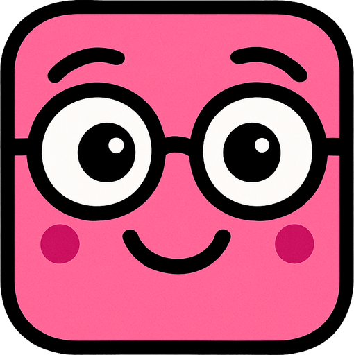 pembe sempatik yüz gözlüklü.
In-Game asset.  2d.  High contrast.  No shadows