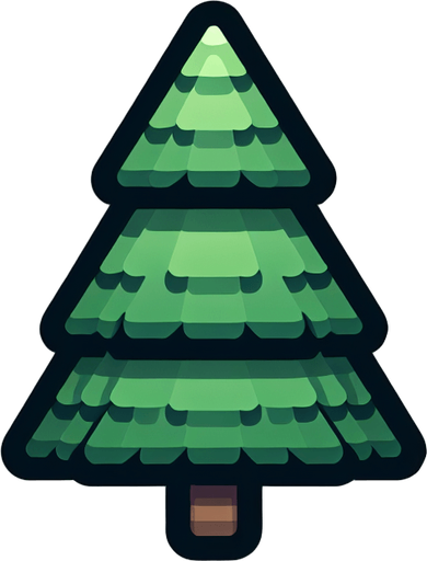 Рождественская ёлка Single Game Texture. In-Game asset. 2d. Blank background. High contrast. No shadows.