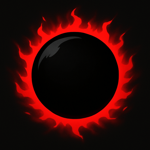 black orb with red aura.
In-Game asset.  2d.  High contrast.  No shadows